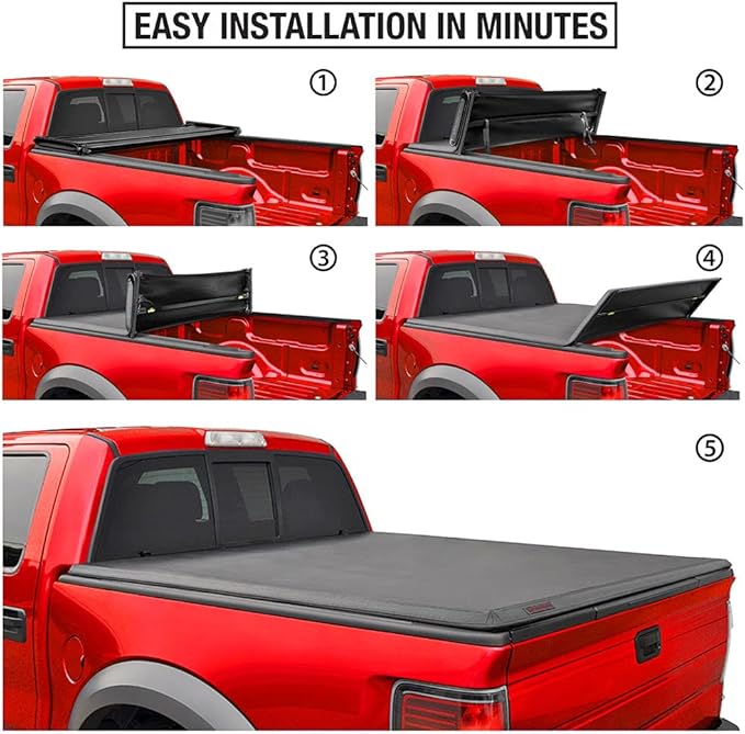 MaxMate Soft Quad-fold Truck Bed Tonneau Cover Compatible with 2002-2018 Dodge Ram 1500; 2003-2026 2500 3500; 2019-2024 Classic | 6'4" (76") Bed | TCD484011