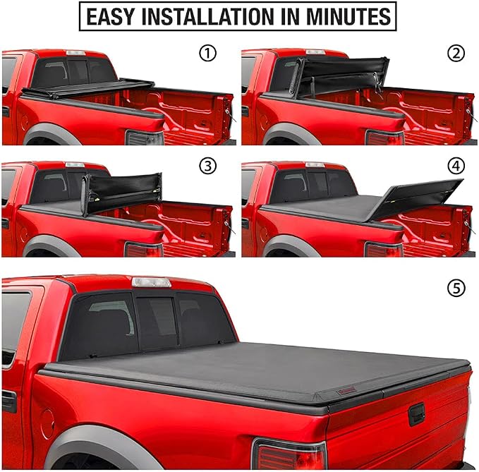 MaxMate Soft Quad-fold Truck Bed Tonneau Cover Compatible with 2009-2018 Dodge Ram 1500; 2019-2025 Classic | 5'7" (67") Bed | TCD484015
