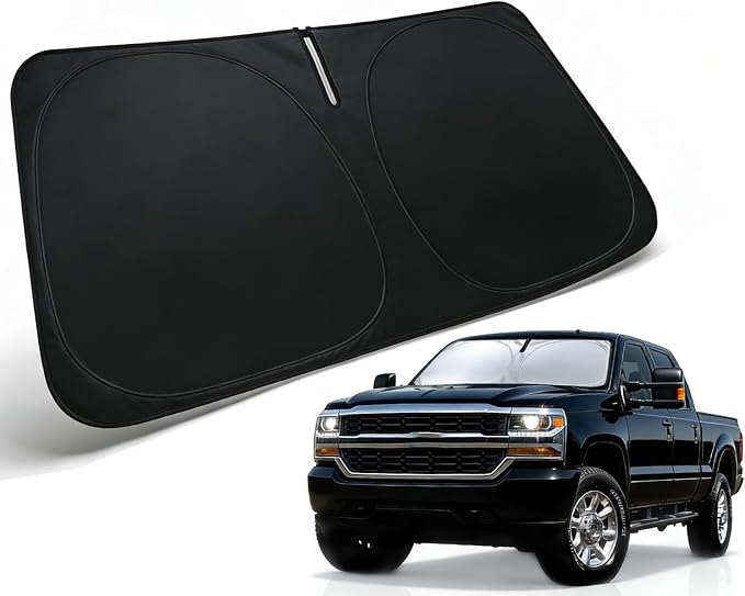 Sun Shade for 2014-2018 Chevrolet Chevy Silverado/GMC Sierra | Front Window Sun Visor Protector & Heat Shield, 240T Sunshade Protection Blocks UV Rays, Car Accessories