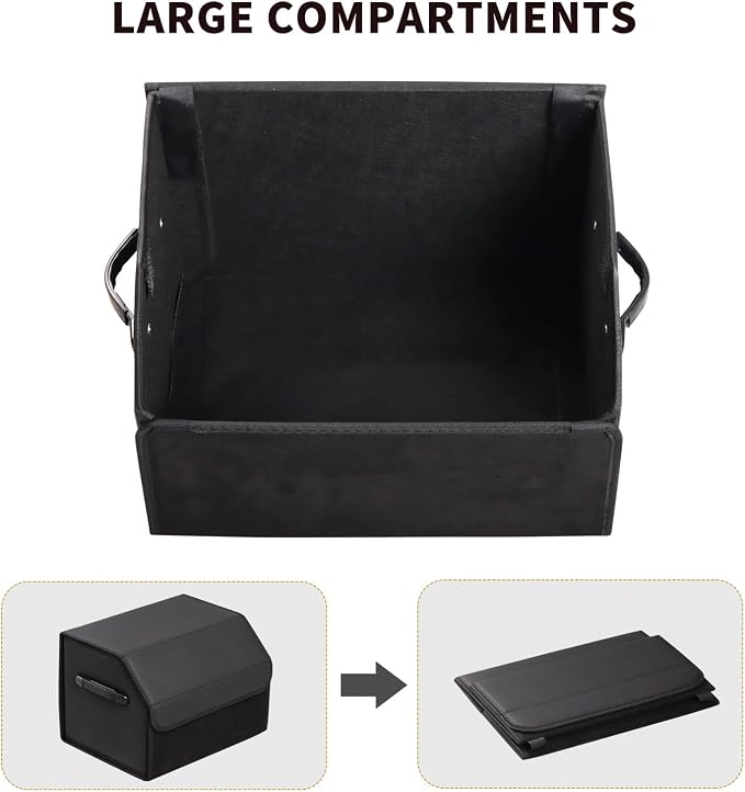 AUTOARK Leather Car Trunk Organizer,Durable Collapsible Adjustable Compartments Cargo Storage,AK-141