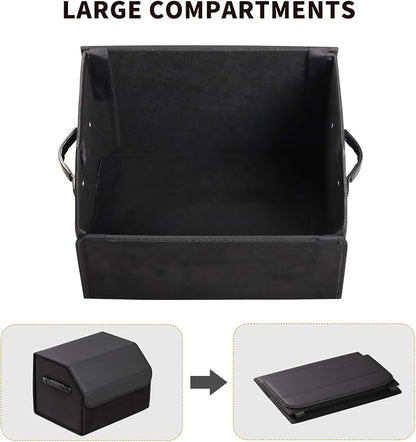 AUTOARK Leather Car Trunk Organizer,Durable Collapsible Adjustable Compartments Cargo Storage,AK-141