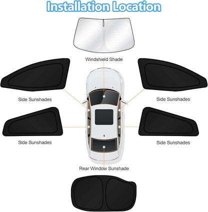 KUST Car Window Shades for 2016-2022 Toyota Prius Hatchback Accessories Windshield Sun Shade Side Rear Window Covers Sunshade Privacy Protection for Camping Blackout UV Block Full Set 6PCS