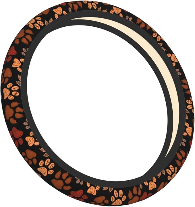 Dog Cat Paw Print Steering Wheel Cover Anti-Slip,Sweat Absorption Universal 15 inch Steering Wheel Covers Cute car Accessories for Men Women