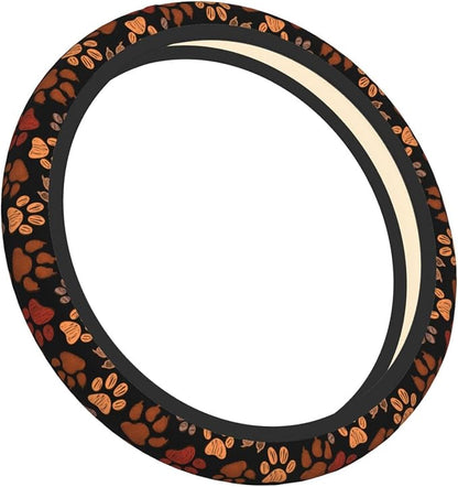 Dog Cat Paw Print Steering Wheel Cover Anti-Slip,Sweat Absorption Universal 15 inch Steering Wheel Covers Cute car Accessories for Men Women