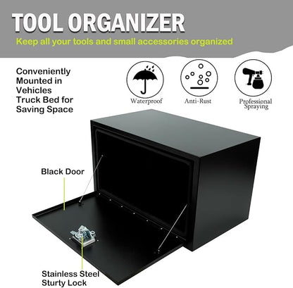 30 Inch Steel Underbody Truck Tool Box with T-Handle Lock, Heavy Duty Contractor Toolbox For Organization And Storage, Job Tool Chest, 30"x 18"x 18" inch Black