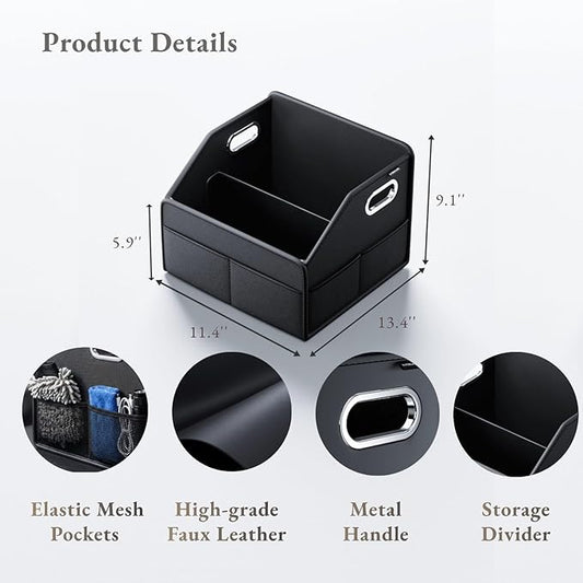 Car Storage Organizer Car Caddy Compact PU Leather Multipurpose Bin for Trunk, Front Seat, Back Seat & Car Floor