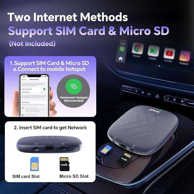 Carlinkit CarPlay AI Box Android 13.0 Wireless CarPlay & Android Auto Adapter, Compatible with Netflix/YouTube/TIK Tok/TF Card, Plug & Play for Cars Equipped with OEM Wired CarPlay 8-Core (8G+128G)