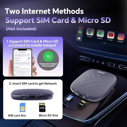 Carlinkit CarPlay AI Box Android 13.0 Wireless CarPlay & Android Auto Adapter, Compatible with Netflix/YouTube/TIK Tok/TF Card, Plug & Play for Cars Equipped with OEM Wired CarPlay 8-Core (8G+128G)