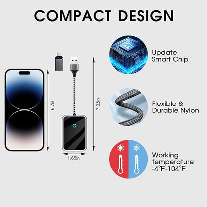 Wireless CarPlay Adapter & Android Auto Wireless Adapter, 2 in 1 Convert USB Bluetooth Wired to Connect for OEM Wired Cars-Stable Connect to Phone (Pearl Gray)