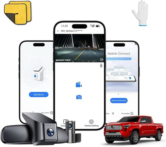 4K Dash Cam Suitable for Toyota Tacoma 2024-2025 SR SR5 TRD Sport Pre-Runner Off Road Limited & Tacoma Hybrid, OEM Look, UHD 2160P Video, WiFi & APP, Loop Recording, Plug&Play, 128GB (F10pro)
