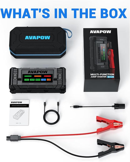 AVAPOW TJ68 10000A Battery Jump Starter Portable with 4" HD Display PD 65W Dual-Way Fast Charging,12V Jump Box, Car Battery Jump Starter for All Gas & Up to All Diesel Engines