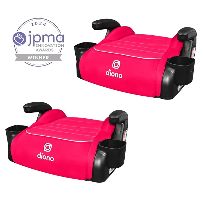 Diono Connect3 R Backless Booster Pack of 2, Slim Fit 3-Across in Many Mid-Sized Sedans and SUVs, for Children from 40-120 lbs., Lightweight with Cupholder, Pink Cotton Candy
