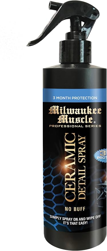 Ceramic Auto Car Wax Spray - 16 Fl Oz - Milwaukee Muscle - 4X The Ceramic Coating - Detail Spray Wax - Advanced Hydrophobic Spray for Shine and Protection