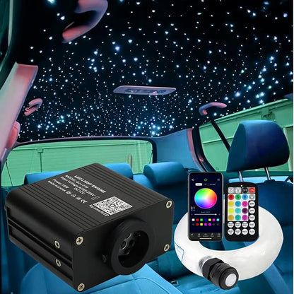 AZIMOM 16W Twinkle & Sound Activate 150pcs*0.03in*6.5ft Fiber Optic Starlight Headliner Kits for Car Home Star Ceiling Sky Decoration, APP& Remote Control Light Engine End Glow Fiber Strands