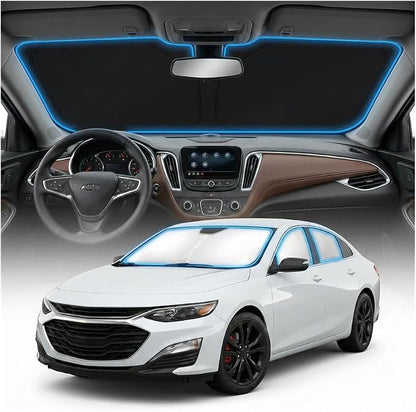 for Chevy Malibu Sun Shade Windshield Cover - Custom Fit Malibu Accessories 2016-2024 2025 Sunshade Foldable UV Protection & Heat Shield Sun Visor Accessories
