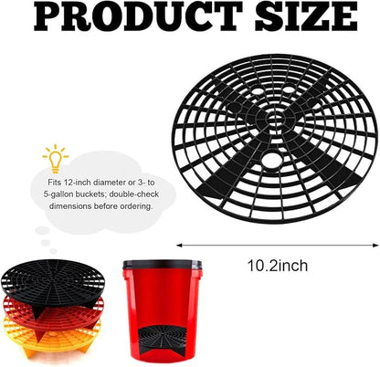 Yourkar 2 PCS Car Wash Bucket Inserts, Plastic Vehicle Wash Bucket Insert Detail Grit Trap, Auto Wash Dirt Collectors Fits 12 Inch Diameter Bucket, Universal Car Accessories (Black, 1PCS)