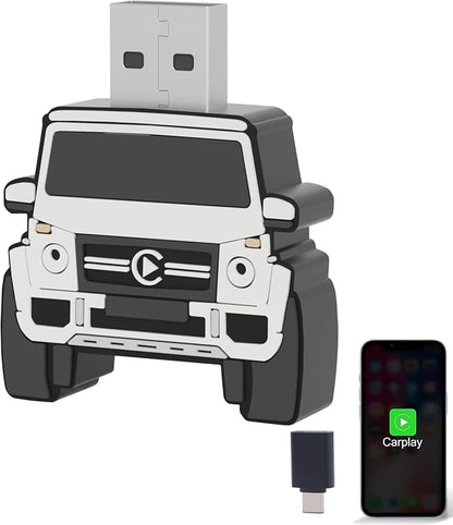 Wireless CarPlay Adapter for iPhone - for Daily Commute & Road Trip, No App Needed, Plug & Play Convert Wired to Wireless, Ultra-Compact 4x4 SUV Design with Low Latency - White