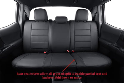 coverdream Tacoma Seat Covers Custom Fit for 2005-2011 Toyota Tacoma Double Cab/Crew Cab (Regular Seats),Fully Covered Faux Leather Seat Protector-Full Set (Black)