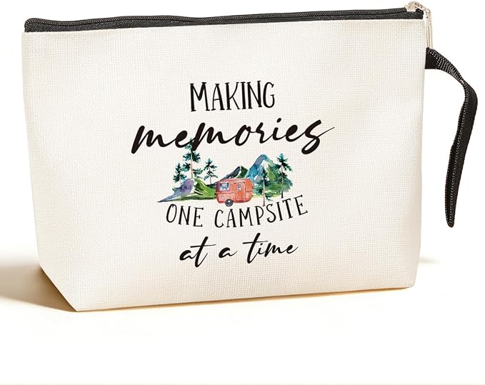 Jztco Camping Gifts for Women - Funny Travel Toiletry Bag for Graduation Gifts, Sister, Bestie, Best Friend BBF - Making Memories One Campsite At A Time
