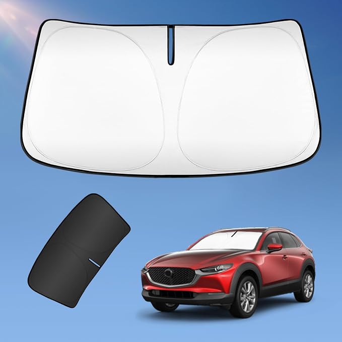 Sun Shade Sunshade for Mazda CX-30 2019-2024 2025 2026 Windshield Cover, 4-Layers Sun Shield 250T Silver Sun Visor Foldable Window Shade for CX30 Blocks UV Rays Car Accessories