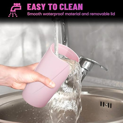 Car Trash Can Bin with Lid - 2 Packs Car Garbage Can Cup Holder - Pink Mini Leakproof Vehicle Garbage Bin with 40pcs Trash Bags-Automobile Organizers and Storage for Front Back Seat Accessories
