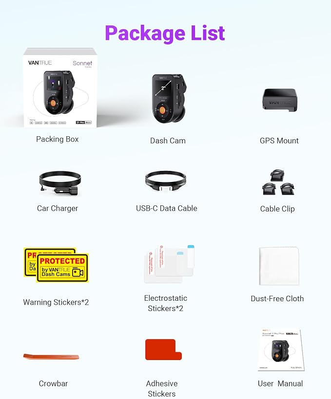 Vantrue S1 Pro Max 4K Dash Cam Front, STARVIS 2 HDR Night Vision Dash Camera, 24/7 Parking Mode, Voice/APP Control, 5GHz WiFi, PlatePix, Night Vision, GPS, Support 1TB Max.