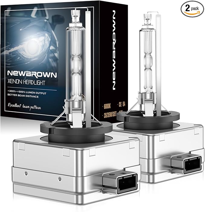 NEWBROWN D3S Hid Headlight bulb 6000K White 200% brightness, Super White Xenon Replacement 66340 42403 42302 Headlight Bulb (35W D3S, 2 Pack)
