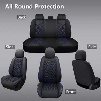 F150 Seat Covers, Custom Ford F150 Truck Seat Cover Fit for 2015-2025 F150 and 2017-2025 F250 F350 F450 Super Duty Crew Cab XL XLT Lariat King Ranch Platinum (Black blue, Front and Rear(5 seats))