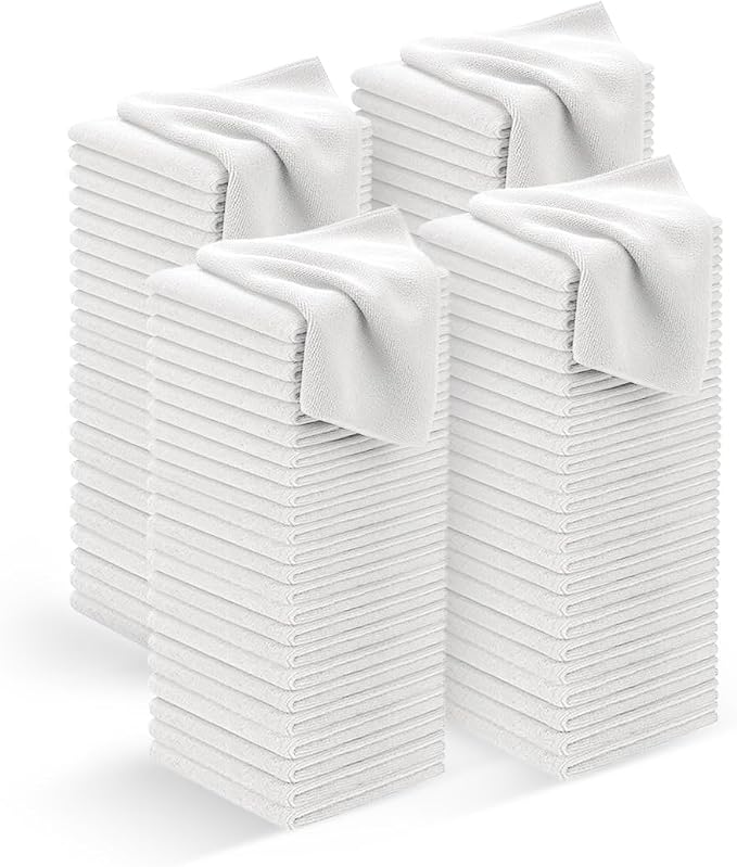 Avalon Towels Microfiber Cleaning Cloths (Value Pack of 100) - Size 12 x 12 Inches, Highly Absorbent Cleaning Rags, Lint Free, Reusable and Washable, Microfiber Towels for Cars