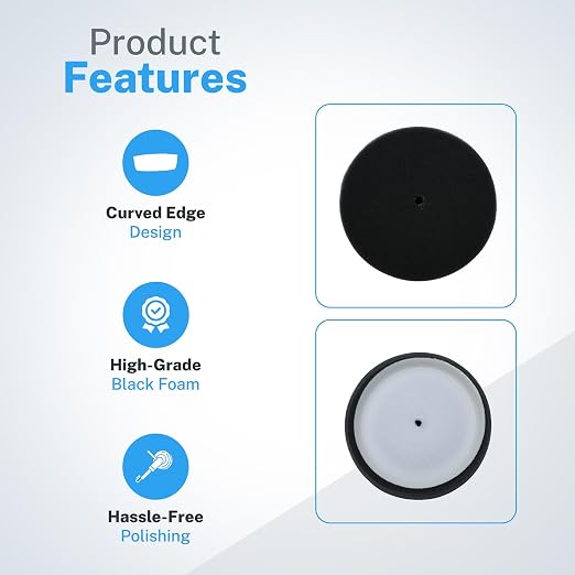 S.M. Arnold Speedy Foam Professional Grade 3-1/2-Inch Black Foam Micro Polishing Pad for Car Detailing, Swirl Mark Removal, Paint Protection - Loop Backing, Easy Attach, Pack of 3, Automotive Care