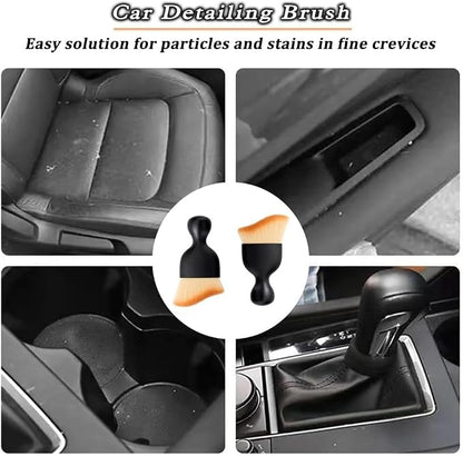4 Pcs Car Interior Cleaning Tool,Car Interior Detailing Brush,Car Cleaning Brush Dust Collectors, Car Interior Cleaning Soft Brushes,Curved Design Dirt Dust Clean Brushes