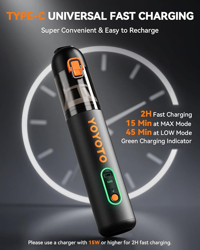 Car Vacuum, Handheld Vacuum Cordless with 21000Pa Powerful Suction & 3 Modes, 4-in-1 Portable Hand Held Mini Vacuum Cleaner Rechargeable, Ultra Light for Car Home Office (Black)