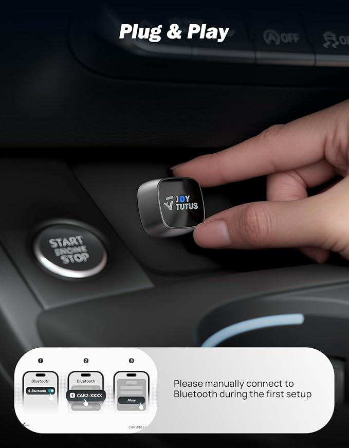 JOYTUTUS Wireless CarPlay Adapter, 2026 Upgrade Wired to Wireless for iPhone CarPlay & Android Auto, Adapter Compatible with USB A & USB C, Mini Cube Design for Cars with Built-in Wired CarPlay