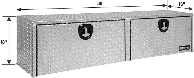 Buyers Products 1701564 Silver Aluminum Diamond Tread Topsider Truck Tool Box, 88x18x16 Inch, Made in USA, Professional Grade, Heavy Duty, Corrosion Resistant, Dual Drop Doors, Compression Latch