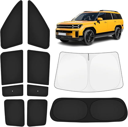 KUST Car Window Shades for Hyundai Santa Fe 2024-2025 2026 Windshield Sun Shade Side Window Cover UV Block Privacy Protection Santa Fe Accessories for Camping Blackout Rear Back Full Set 10PCS