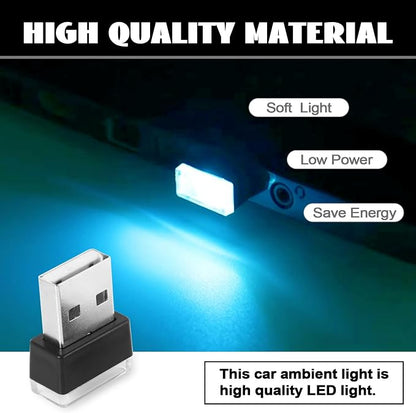 NTNEV 4PCS USB LED Car Interior Atmosphere Lamp, Mini Led USB Lights for Car Decoration, Ambient Lighting Kit, Plug-in USB Interface, Universal Car Interior Accessories (Ice Blue)