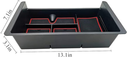 Center Console Tray Organizer Compatible with 2014-2018 GMC Sierra Accessories, (2015-2020) Yukon/Chevy Tahoe Silverado Suburban, Armrest Storage Box Replaces 22817343 (Red)