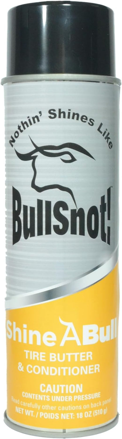 BullSnot! ShineABull Instant Tire Butter & Trim Gloss Spray Silicone-Free, UV Protection, Restores Shine & Moisture to Tires, Bumpers, Seals & More Fast, Easy Application Made in the USA