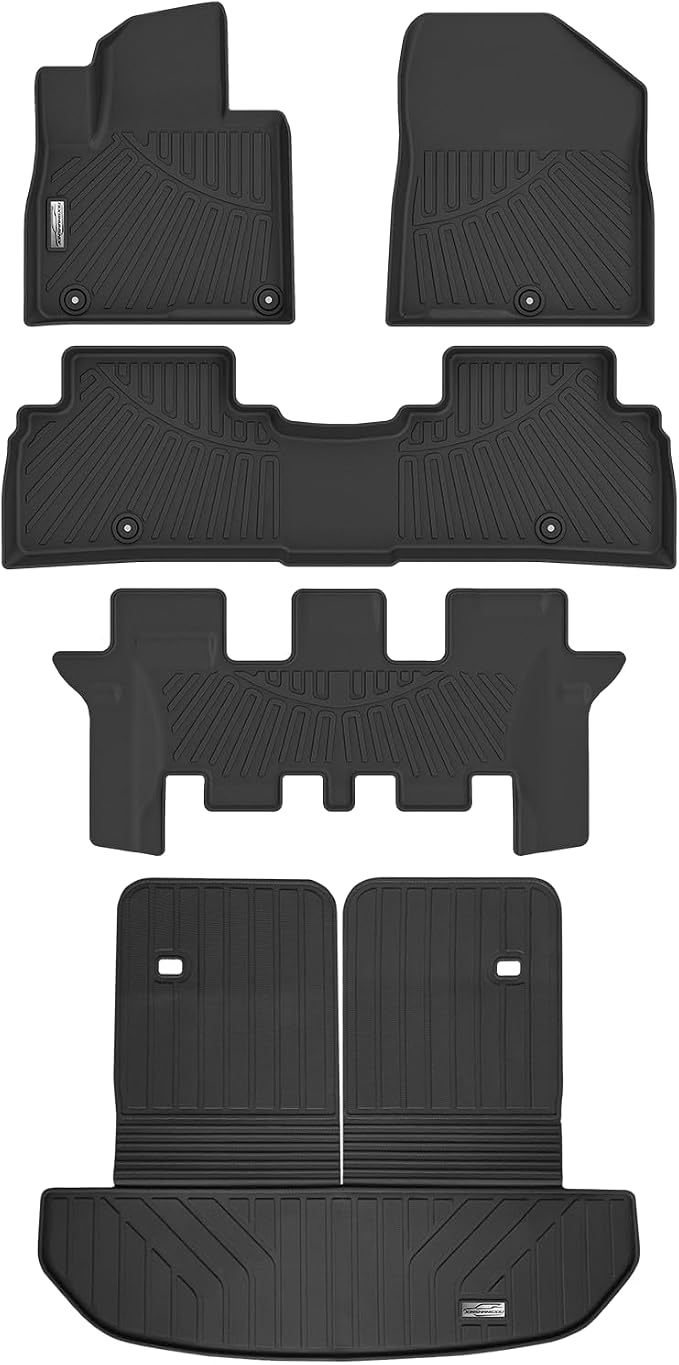 Floor Mats & Cargo Liner for KIA Sorento 2020 2019 2018 2017 2016,1st & 2nd & 3rd Row with Trunk mat Full Set,TPE All Weather Mats(Only Fits 7 Passenger Models)