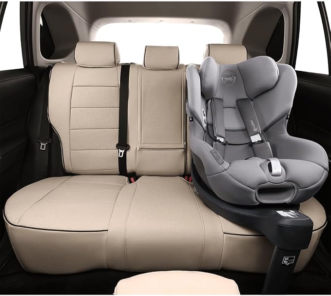 EKR Rav4 Seat Covers Custom Fit for Toyota Rav4 LE(NOT for Hybrid) 2013 2014 2015 2016 2017 2018,Leather Car Seat Cover for Trucks SUV Full Set,Faux Leather(Beige)