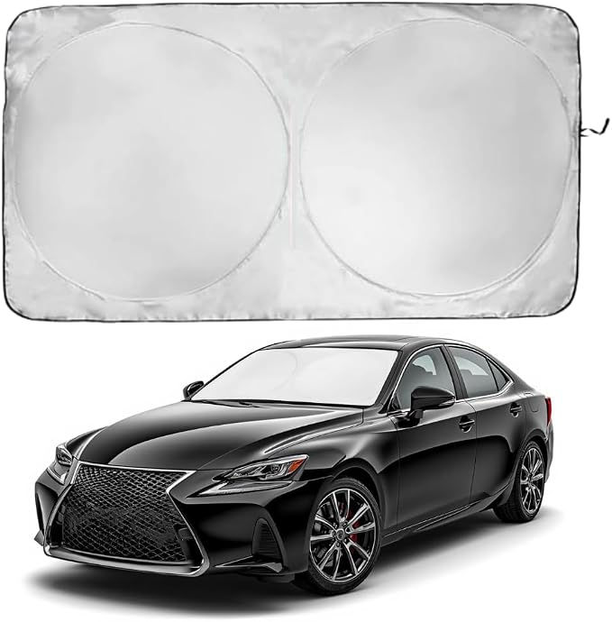 Windshield Sun Shade | Compatible for Lexus is 300-350 (2014-2026) | Certified 99.87% UVB & 99.02% UVA Car Sun Shade. Award Winning Sunshade - Patented Technology | Car Shades by Kinder Fluff