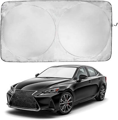 Windshield Sun Shade | Compatible for Lexus is 300-350 (2014-2026) | Certified 99.87% UVB & 99.02% UVA Car Sun Shade. Award Winning Sunshade - Patented Technology | Car Shades by Kinder Fluff