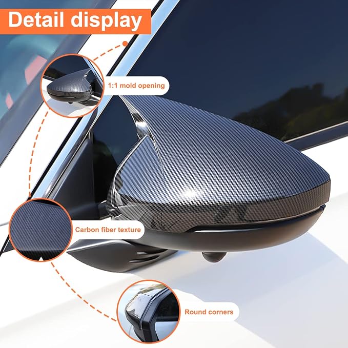 ABS Door Side Mirror Trim Cover Compatible with Honda Civic 11th 2022-2024 Mirror Bullhorn Style Side Mirror Protectors(Carbon Fiberk 2 PCS)