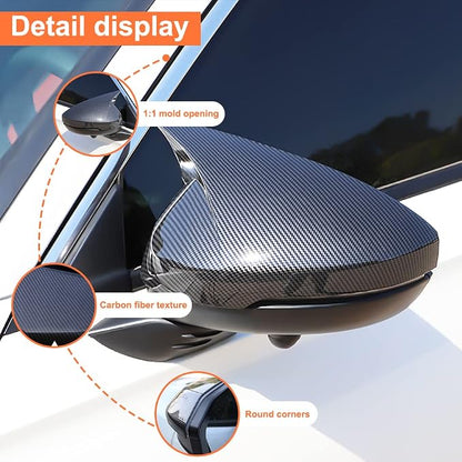 ABS Door Side Mirror Trim Cover Compatible with Honda Civic 11th 2022-2024 Mirror Bullhorn Style Side Mirror Protectors(Carbon Fiberk 2 PCS)
