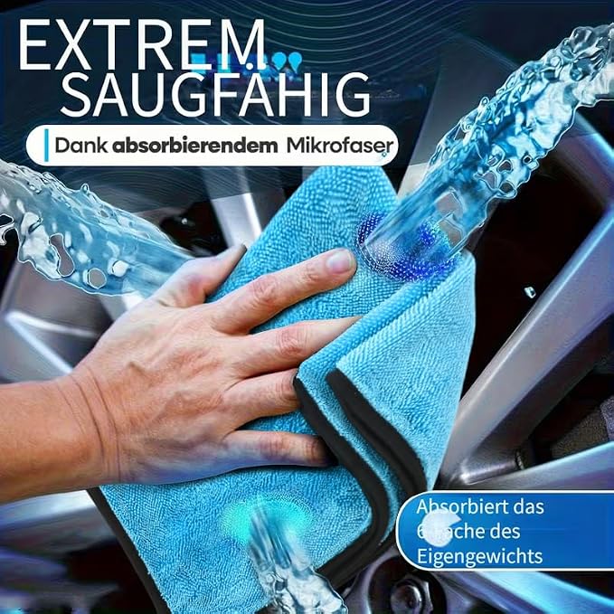 DIAOJIA 3 Pack Microfiber Car Towels (16" x 24"), 500 GSM Double-Sided Absorbent Coral Fleece Cloths for Washing, Drying & Cleaning, Streak-Free & Lint-Free (Light Blue)