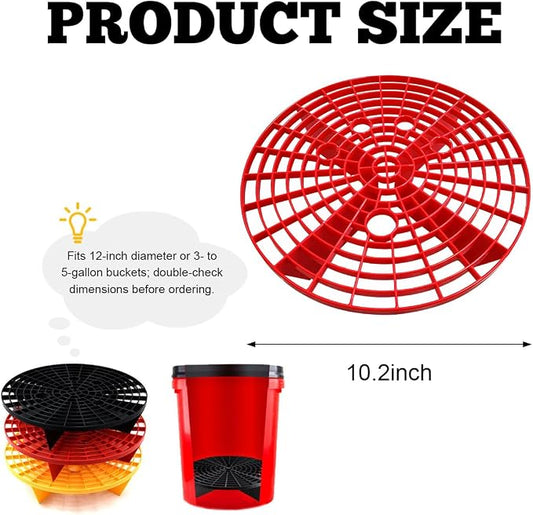 Yourkar 2 PCS Car Wash Bucket Inserts, Plastic Vehicle Wash Bucket Insert Detail Grit Trap, Auto Wash Dirt Collectors Fits 12 Inch Diameter Bucket, Universal Car Accessories (Red, 1PCS)