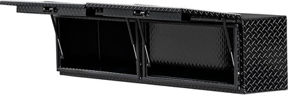Buyers Products 1721356 Topsider Truck Tool Box, 16x13x88 Inch, Gloss Black Diamond Tread Aluminum, Dual Flip-Up Doors, Locking Compression Latch, Weather Resistant, No-Drill Mount, Made in USA