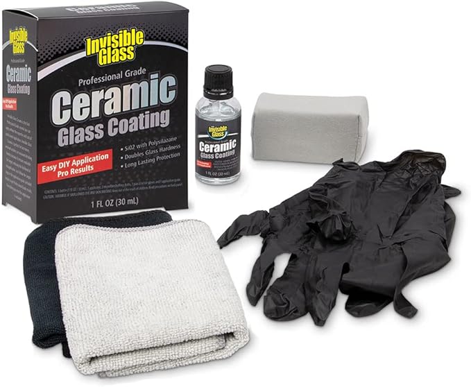 Invisible Glass 95151 Ceramic Glass Coating Kit – Long-Lasting, Rain Repellent & Hydrophobic Protection for Automotive Glass Windshields – Scratch & Weather Resistant – Quick, Easy Application – 30 mL