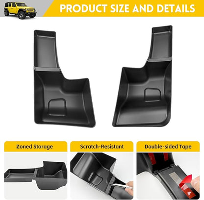 Rear Trunk Organizer for 2018-2023 Jeep Wrangler JL JLU 4XE 4 Door Accessories, Wheel Well Storage Bin Trunk Side Storage Box Cargo Tray for 18-23 Wrangler JL 4dr(Not for Gladiator/JK)