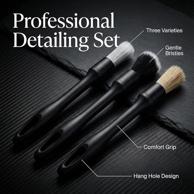 15-Piece Car Interior & Glass Cleaning Kit - 3 Graded Boar Brushes, 3-in-1 AC Vent Shutter Brush, 160g Gel, 180° Swivel Retractable Glass Brush | Auto-Focus Multi-Scenario Use